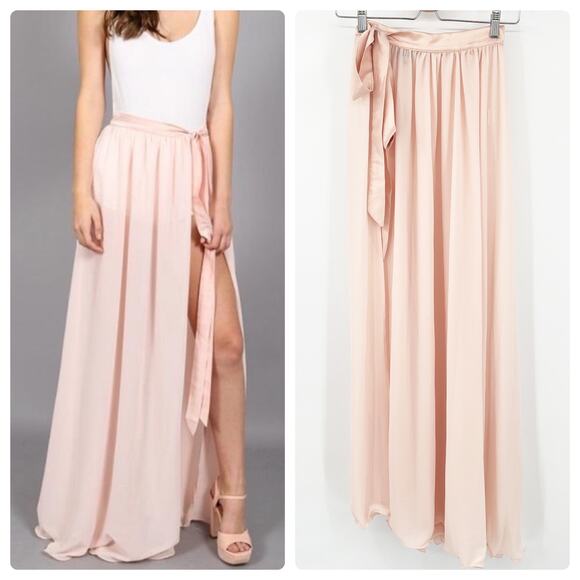 Lioness Womens Coquette Balletcore Ballet Tie Wrap Maxi Skirt Size XS Blush Pink - Picture 1 of 13